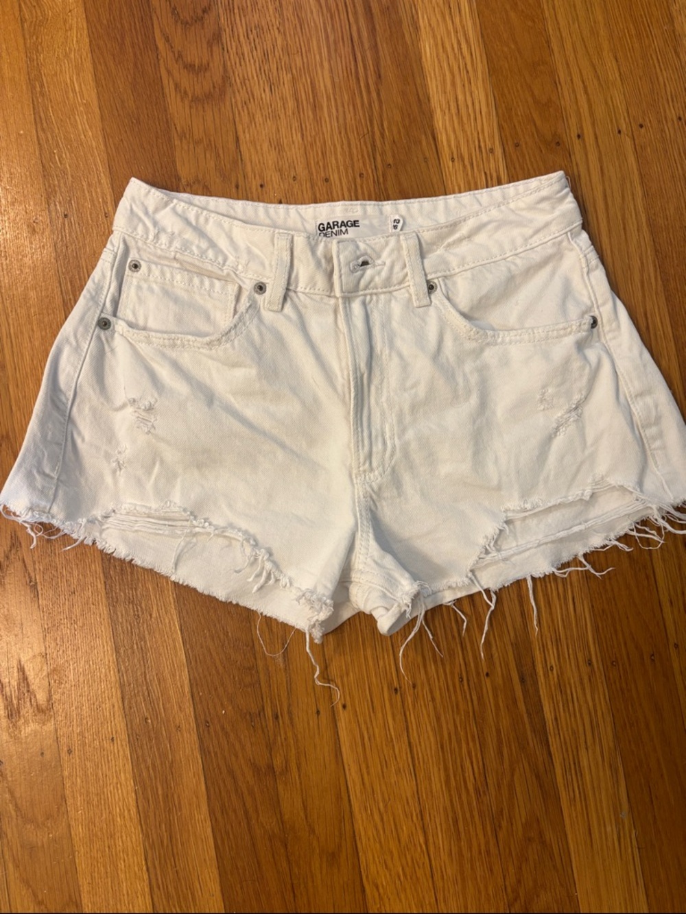 Garage White Distressed Cutoff Jean Shorts